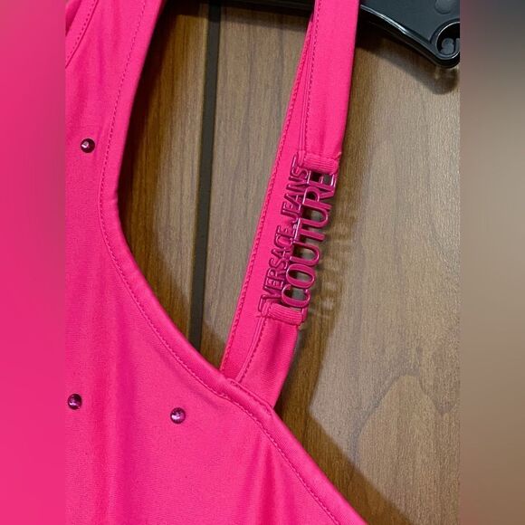 Versace Jeans Couture Crystal-Embellished Logo Minidress size S - Picture 9 of 15